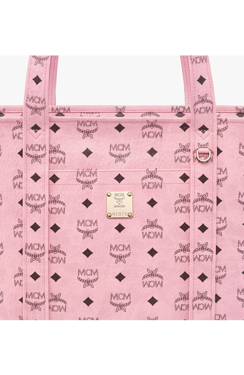 MCM Aren School Bag Tote in Visetos, Alternate, color, Soft Pink