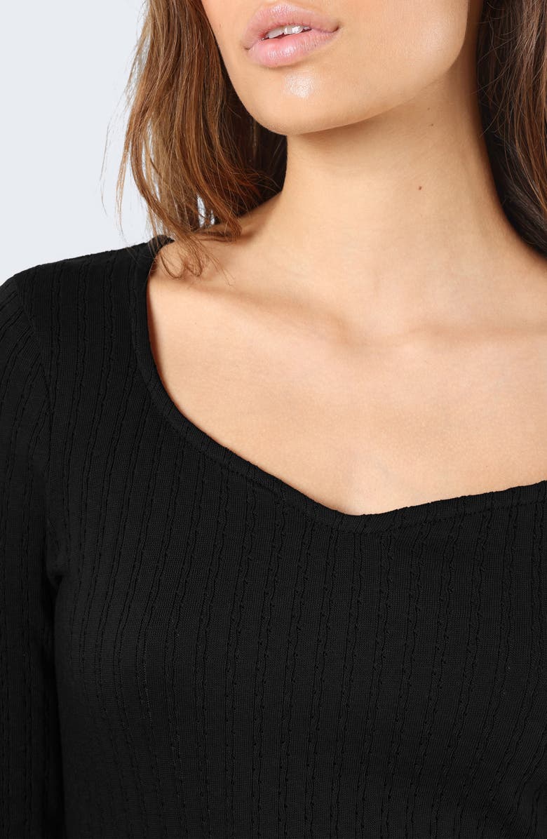 Noisy may Anna Sweetheart Neck Long Sleeve Pointelle Top, Alternate, color,