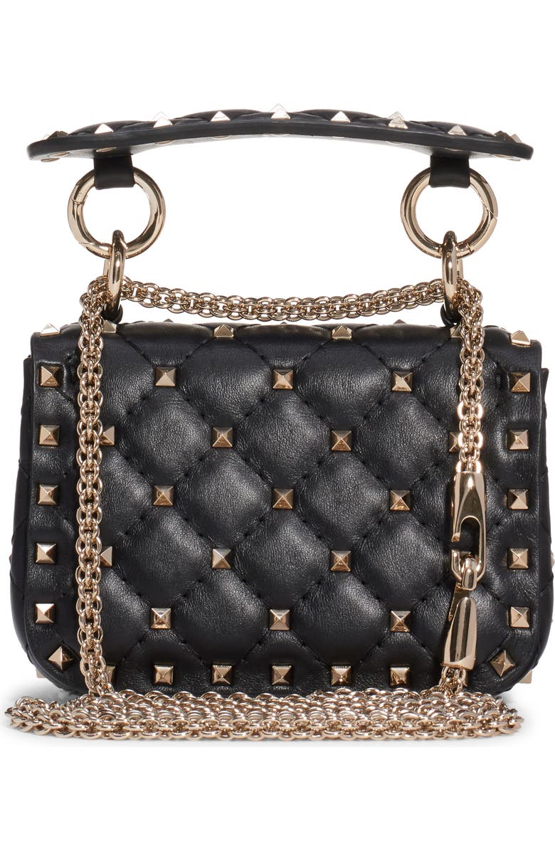 Valentino Garavani Micro Spike It Rockstud Lambskin Leather Top Handle Bag, Alternate, color,