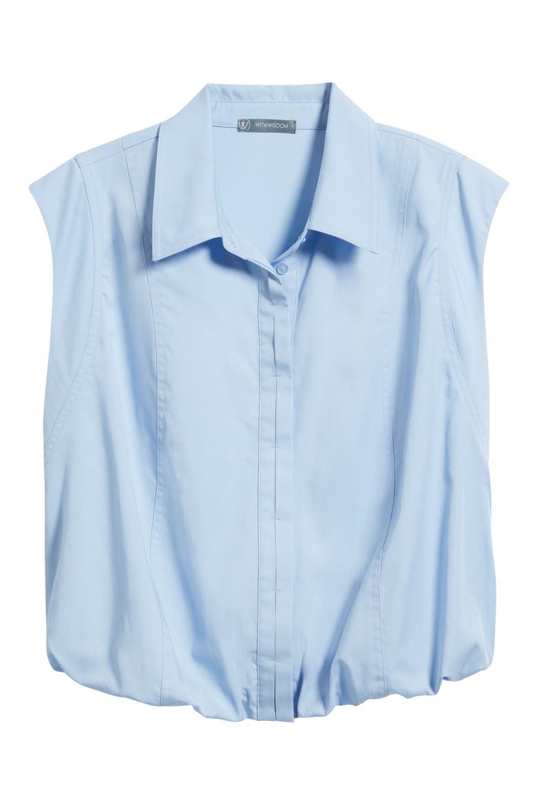 Cap Sleeve Button-Up Shirt, Alternate, color, HIGH SKY BLUE