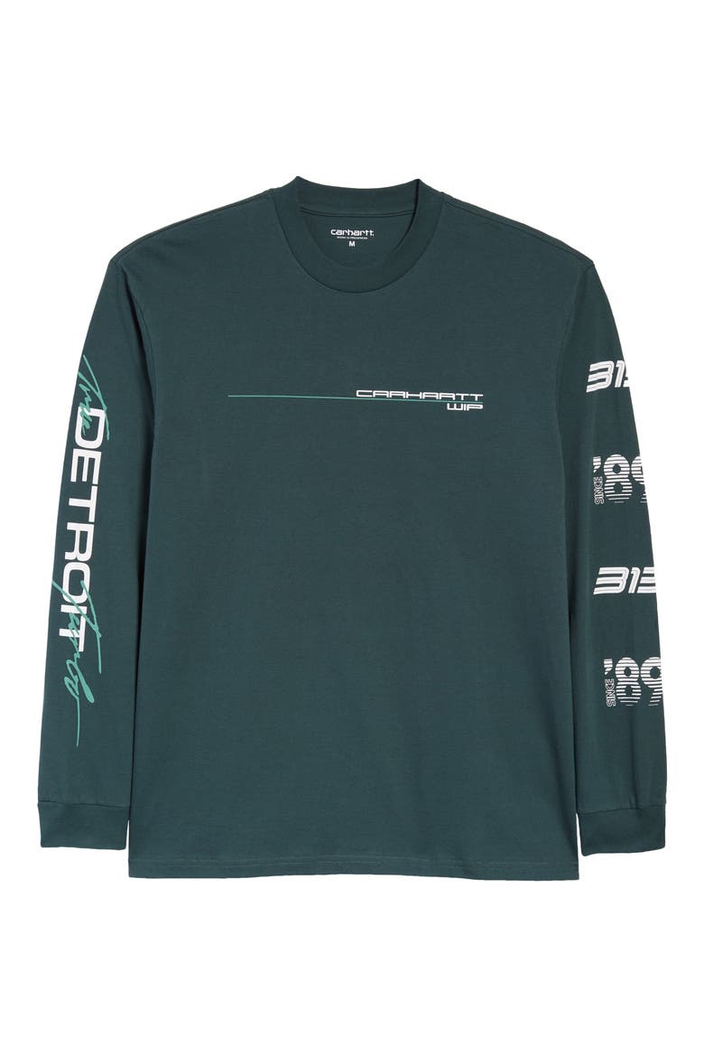 Detroit Turbo Long Sleeve Organic Cotton Graphic Tee, Alternate, color, JUNIPER