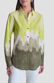 DKNY Ombré Cotton Voile Button-Up Shirt