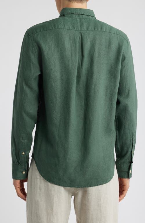 Alex Crane Playa Linen Button-down Shirt In Pine