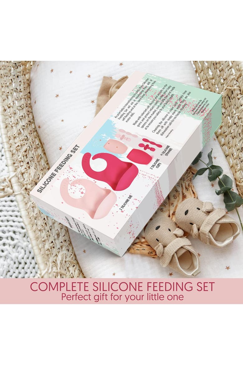 Baby Silicone Feeding Set 8-Piece, Alternate, color, Light & Dark Pink