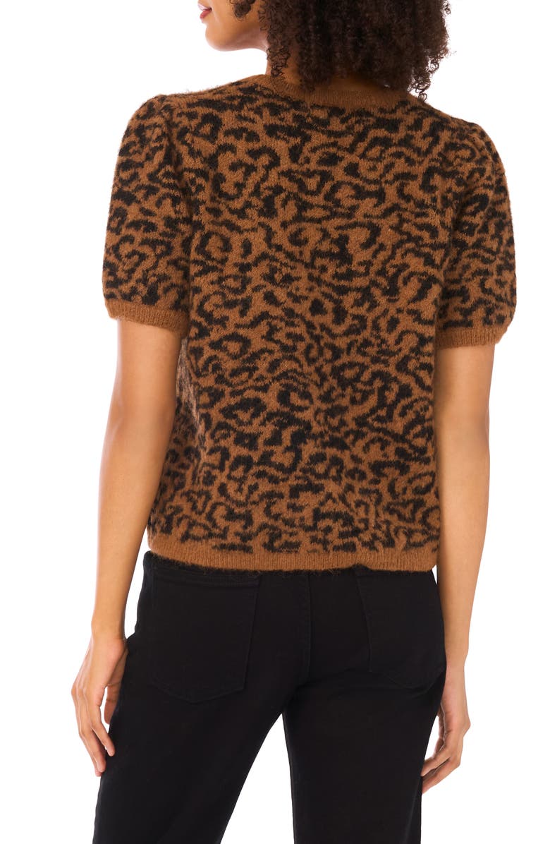 Halogen<sup>®</sup> Leopard Short Sleeve Sweater, Alternate, color, Toasted Coconut