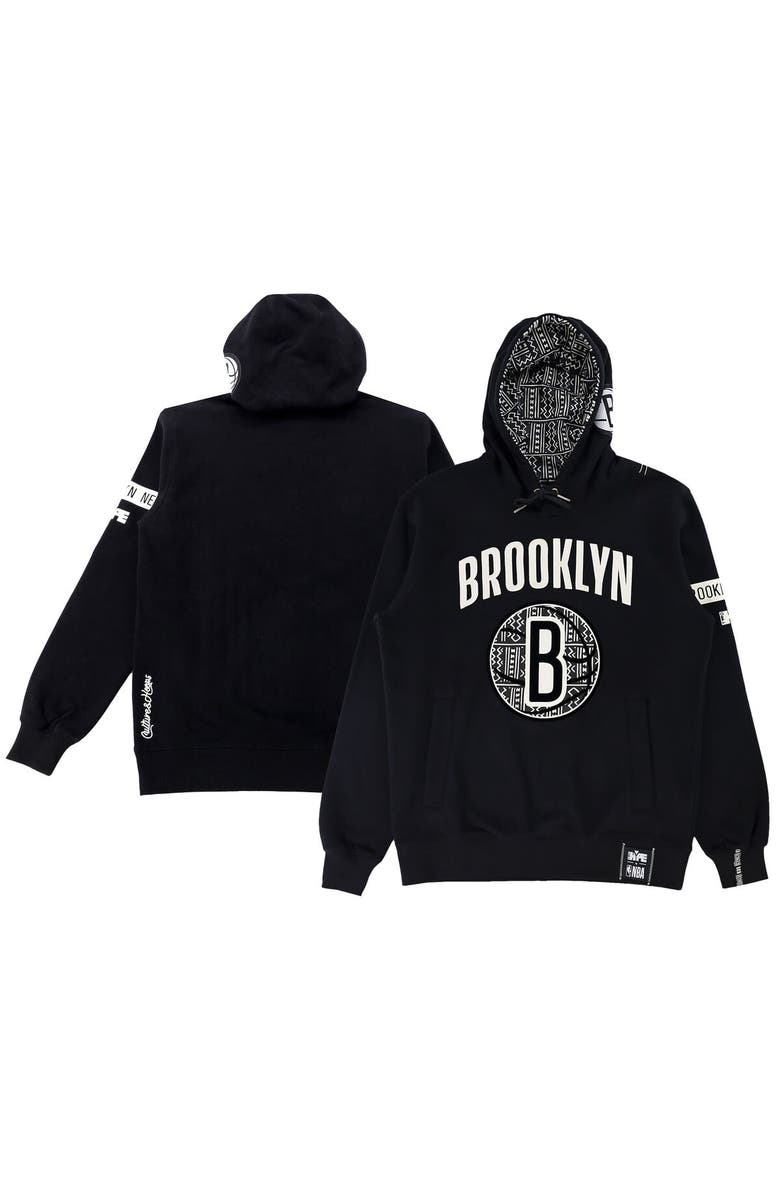 Two Hype Unisex NBA x Two Hype  Black Brooklyn Nets Culture & Hoops Heavyweight Pullover Hoodie, Main, color, 