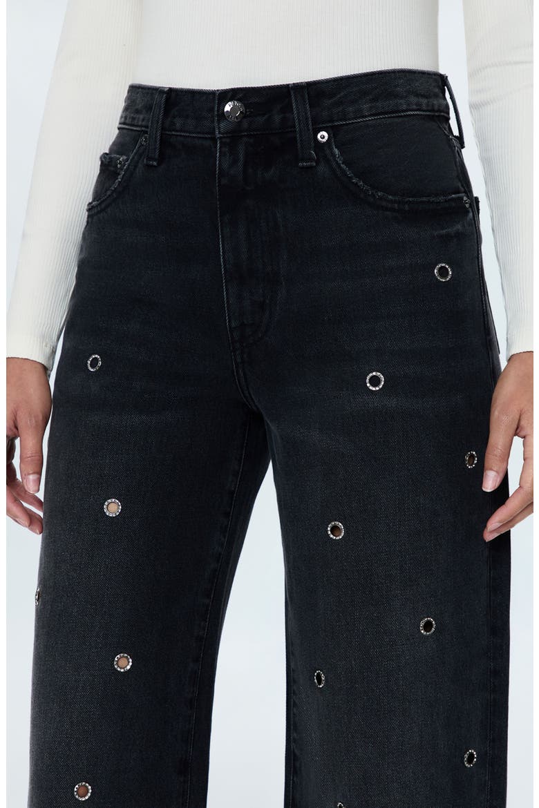 Hendrix Crystal Embellished Eyelet Jeans, Alternate, color, GLAMOUR