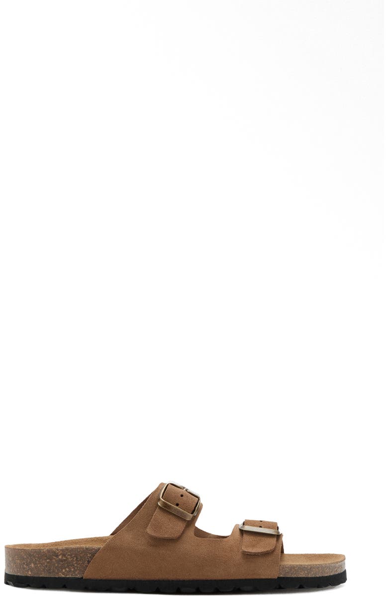 MANGO Double Buckle Slide Sandal, Alternate, color, Brown
