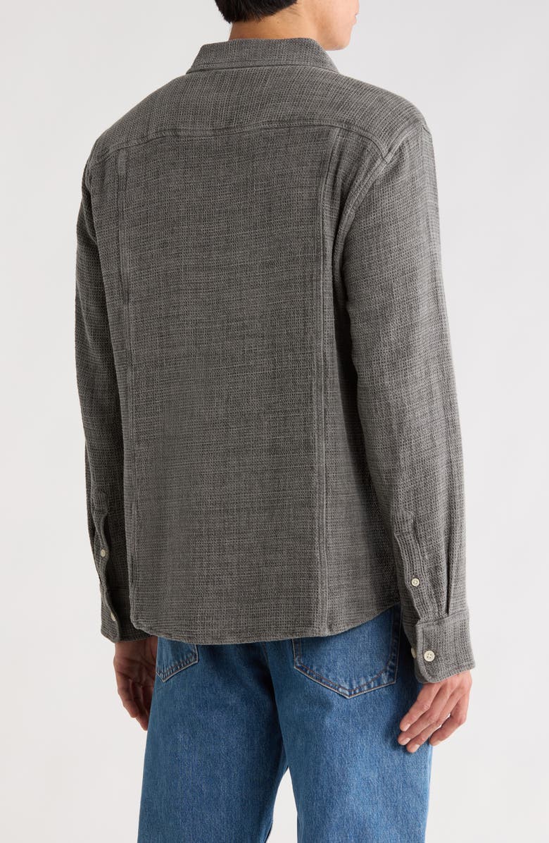 Corridor Pigment Dyed Cotton Waffle Button-Up Shirt, Alternate, color, Grey