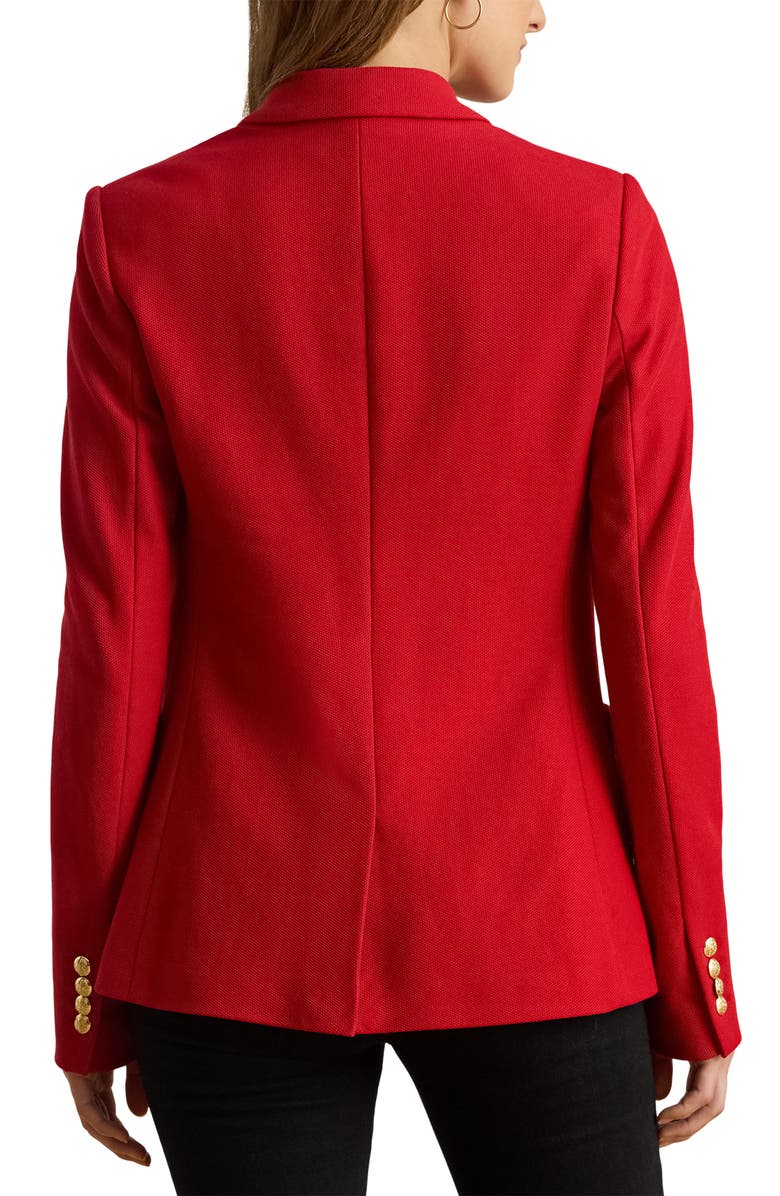 Lauren Ralph Lauren Bullion Jacquard Logo Patch Cotton Blend Blazer, Alternate, color, Ralph Red