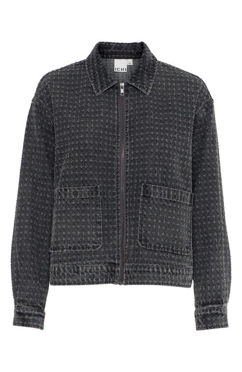 Ichi Denim Zip Jacket In Washed Black