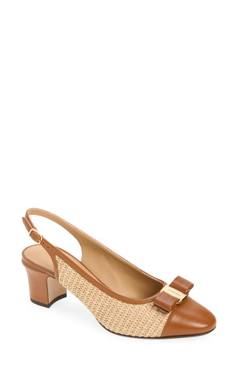Vetty Bow Raffia Slingback Pump (Women)