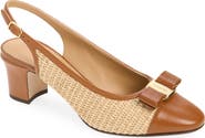 FERRAGAMO Vetty Bow Raffia Slingback Pump