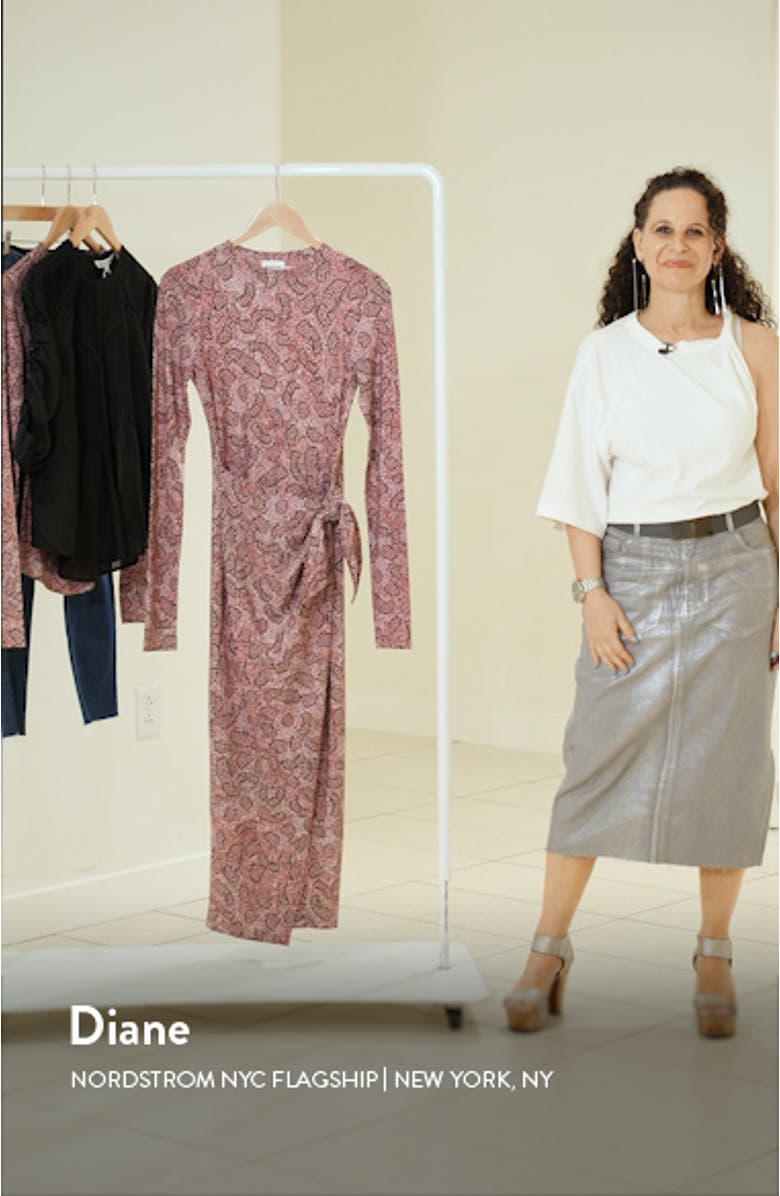 Lisy Abstract Print Long Sleeve Midi Dress, sales video thumbnail