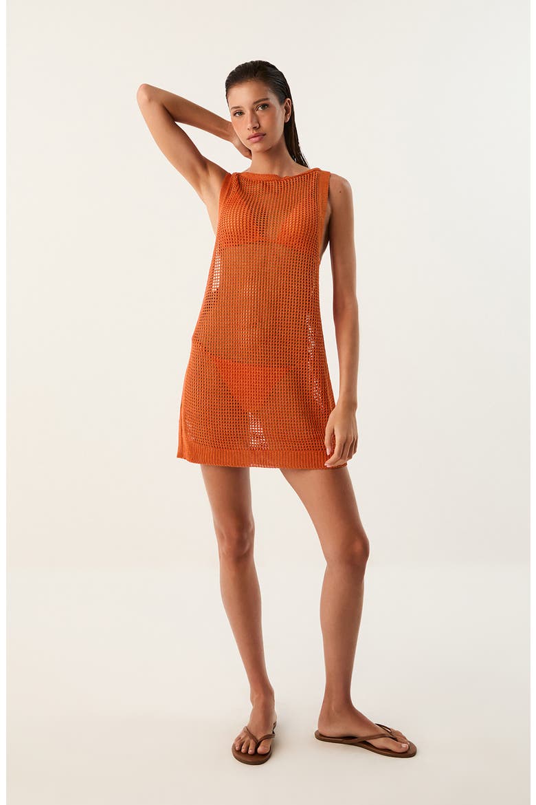 Erika Knit Cover-Up Minidress, Alternate, color, ORANGE