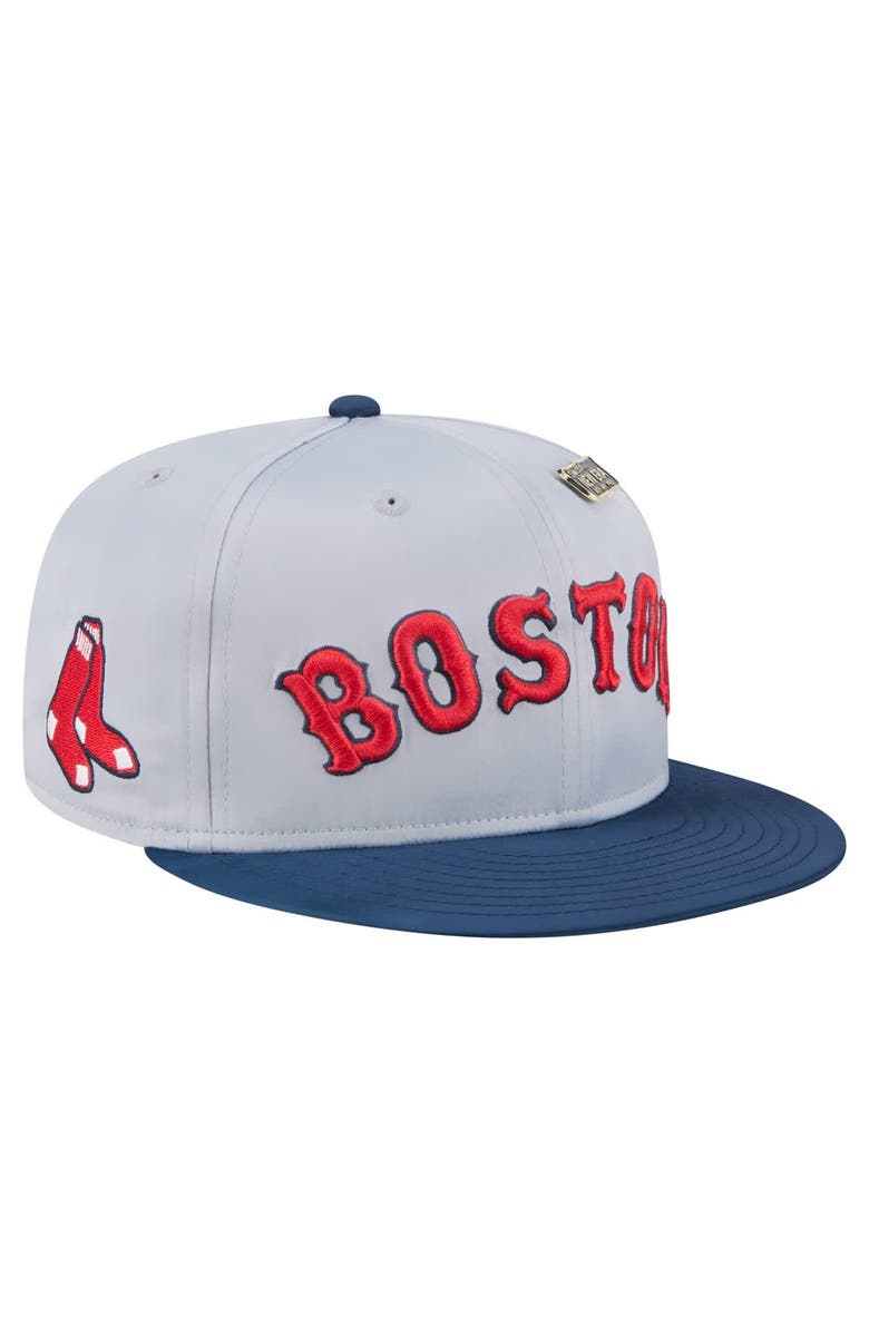 New Era Men's New Era Gray/Navy Boston Red Sox Satin 59FIFTY Fitted Hat, Alternate, color, Gray