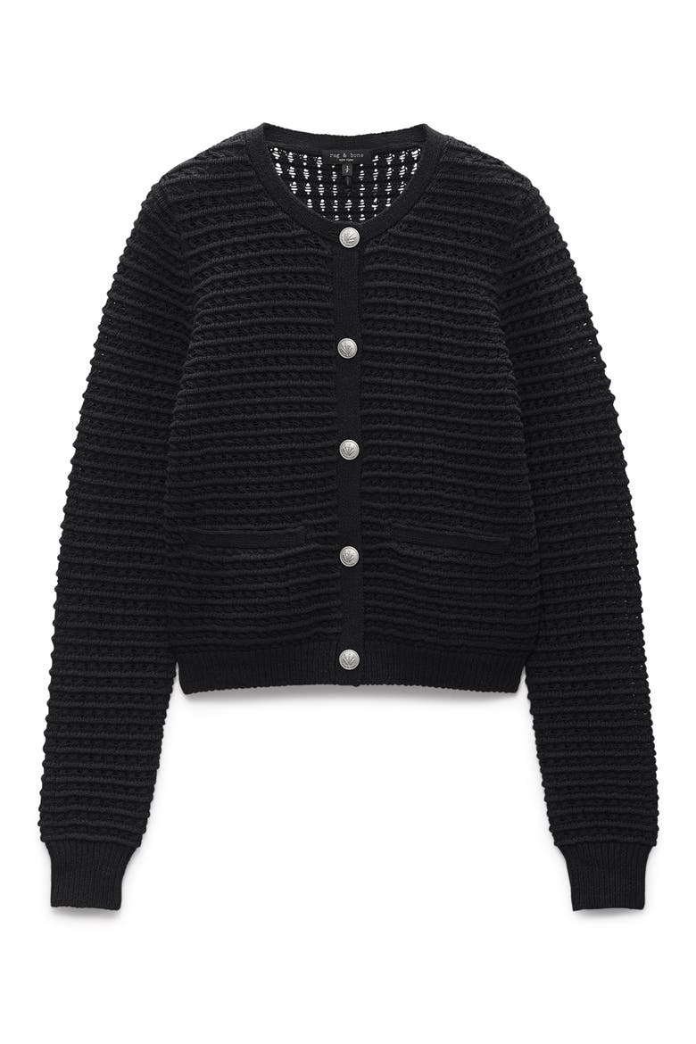 Marlee Open Stitch Cardigan, Alternate, color, BLACK
