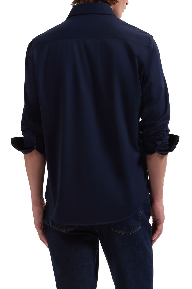 OoohCotton® Solid Button-Up Shirt, Alternate, color, NAVY