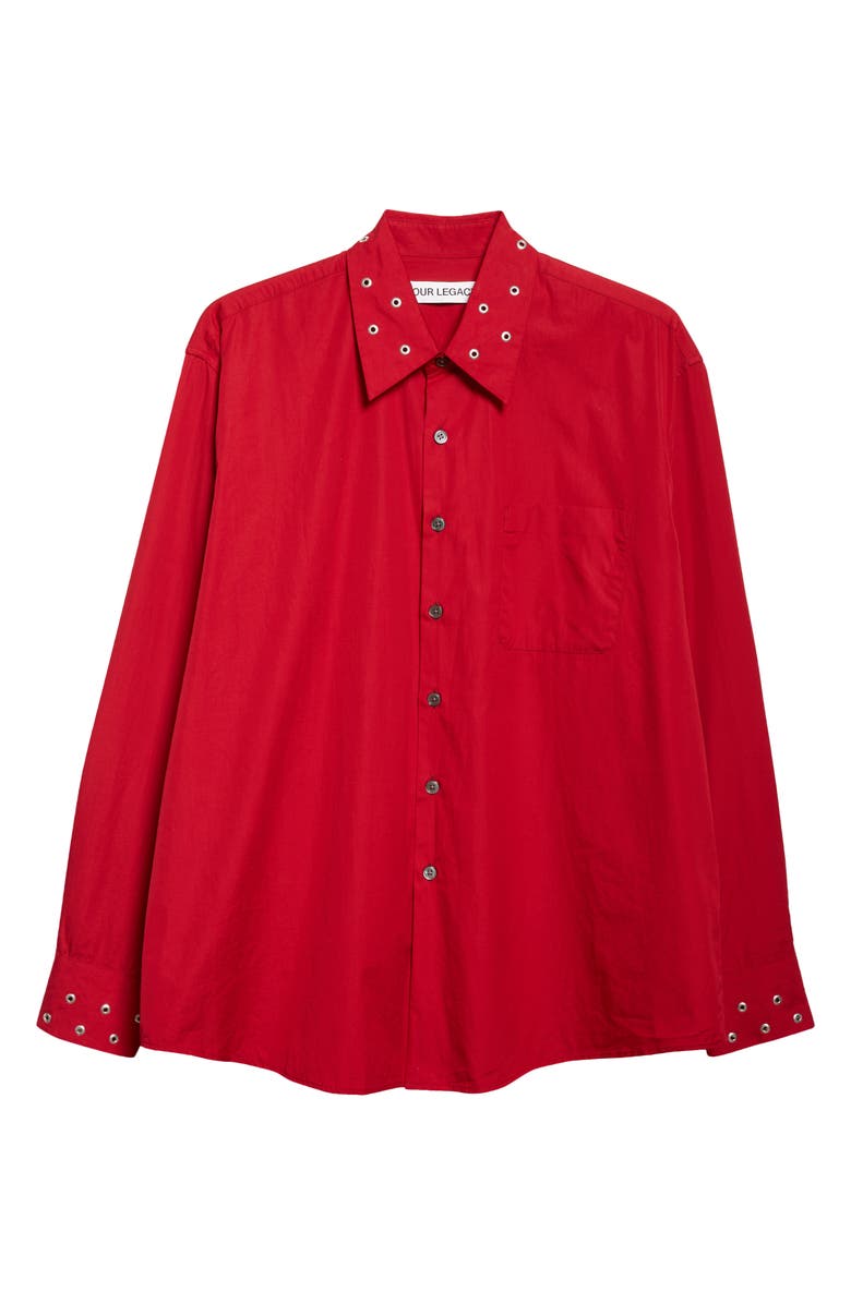 OUR LEGACY Above Grommet Detail Cotton Poplin Button-Up Shirt, Alternate, color,