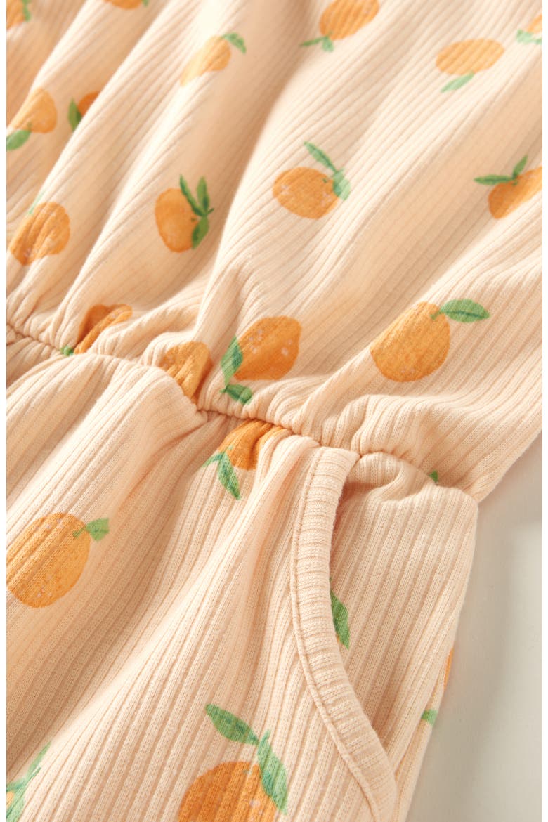 Kids' Print Rib Romper, Alternate, color, BEIGE BISQUE SWEET ORANGES