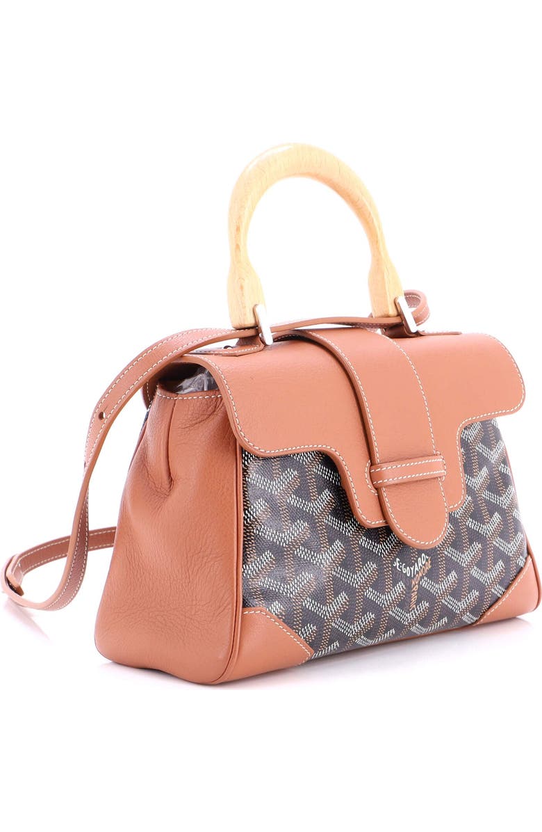 Pre-Owned Goyard Saigon Top Handle Bag Coated Canvas with Leather Mini, Alternate, color, Brown