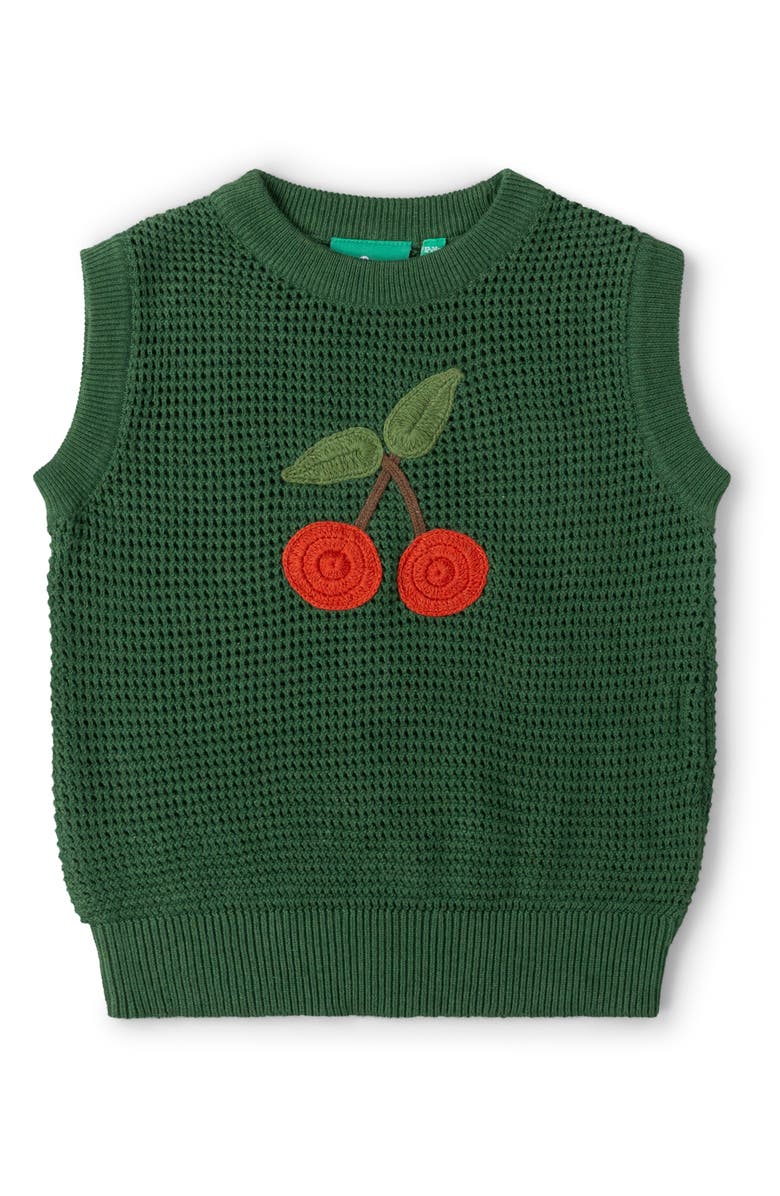 Little Green Radicals Kids' Little Cherry Sleeveless Organic Cotton Sweater, Main, color, Green