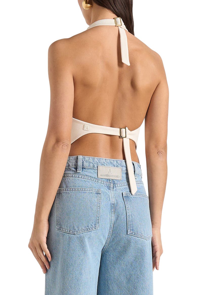 Claudette Twill Halterneck Backless Top, Alternate, color, Cream