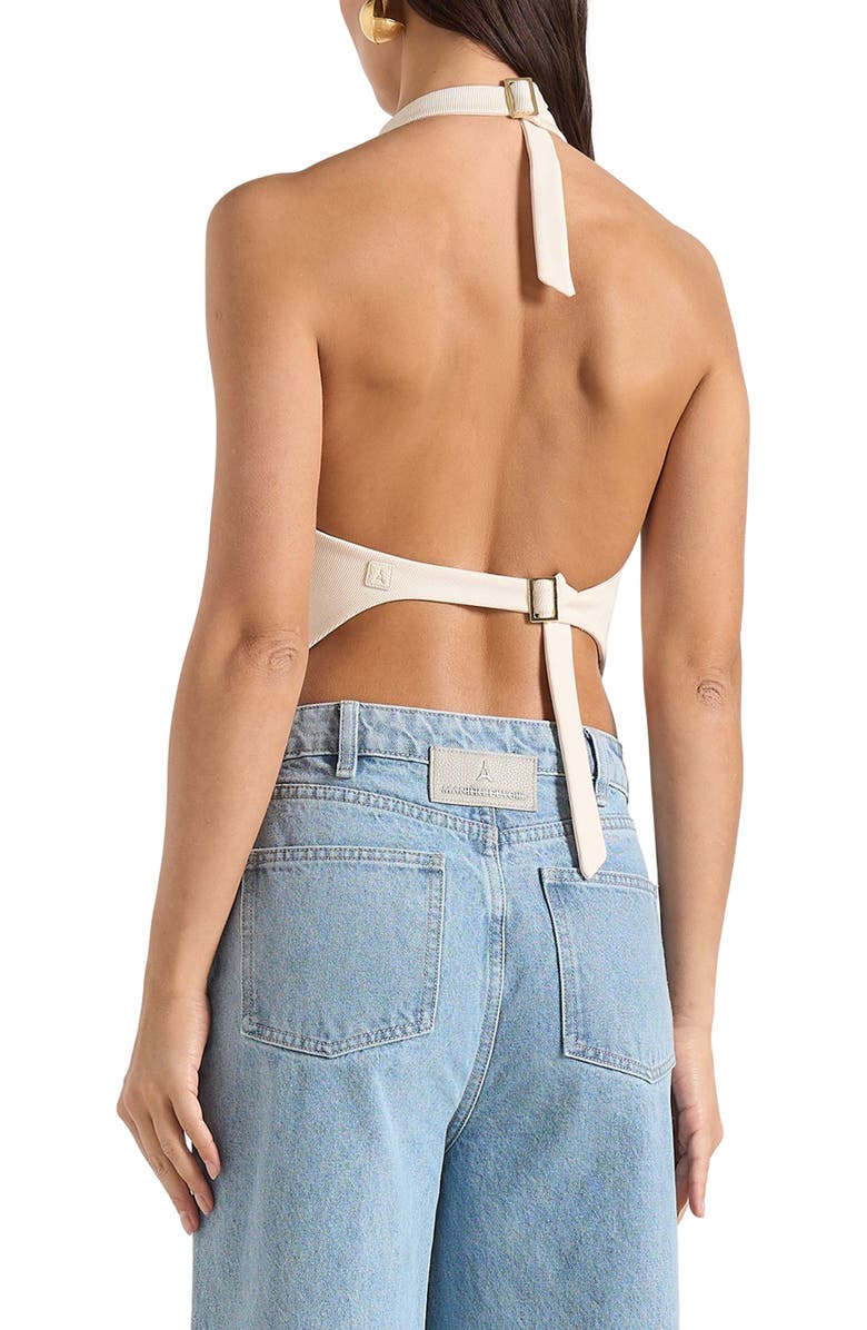 Manière De Voir Claudette Twill Halterneck Backless Top, Alternate, color, Cream