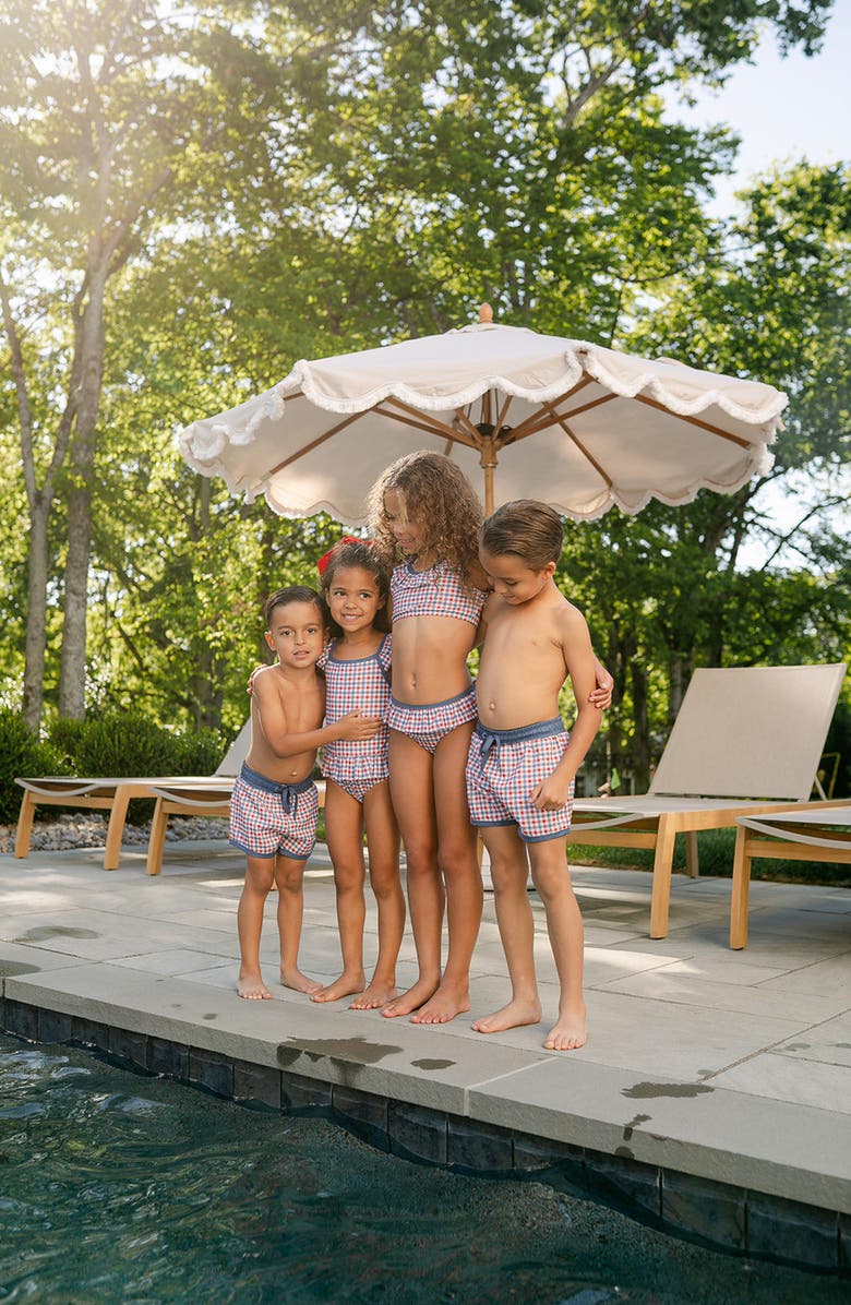 Little Paper Kids Sienna Heritage Gingham Swimsuit, Alternate, color, Heritage Gingham