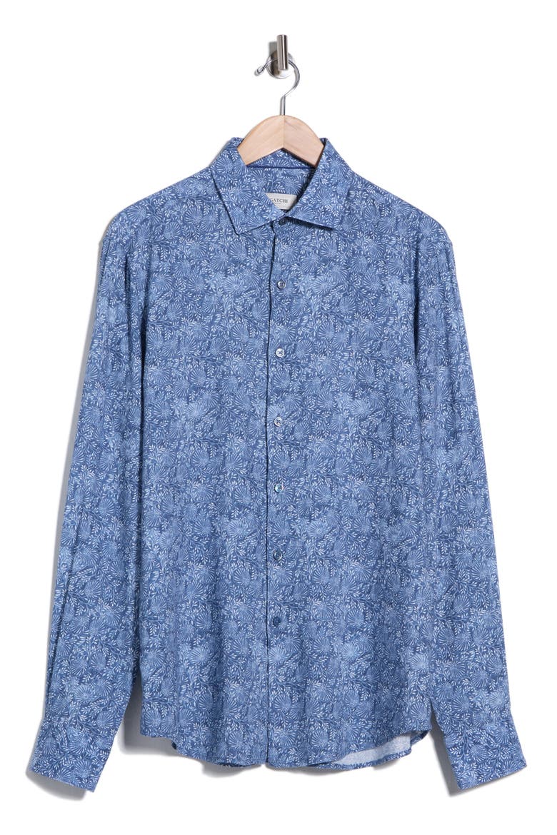 Woven Button Up Shirt, Alternate, color, INDIGO