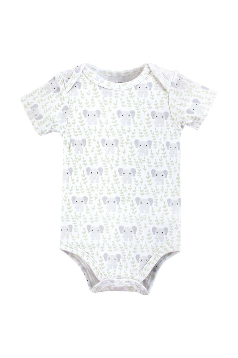 Soft Cotton Bodysuit Triple Pack, Alternate, color, Hello World Elephant