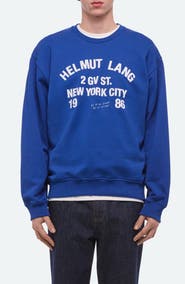 Helmut Lang Varsity Cotton French Terry Crewneck Sweatshirt