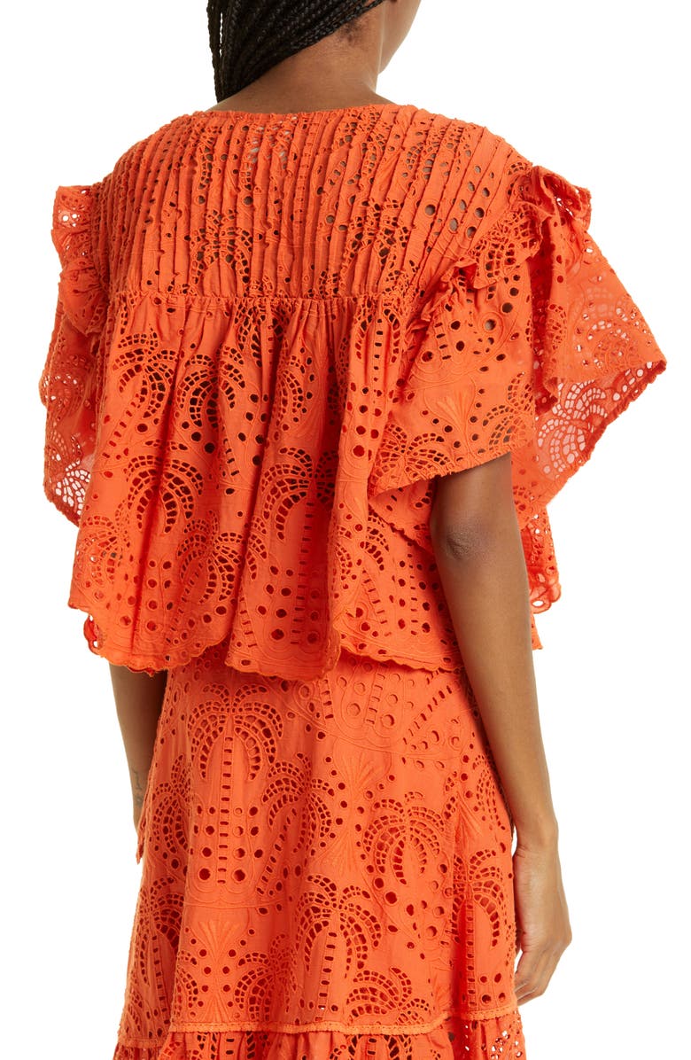 FARM Rio Orange Palm Tree Richilier Blouse, Alternate, color,