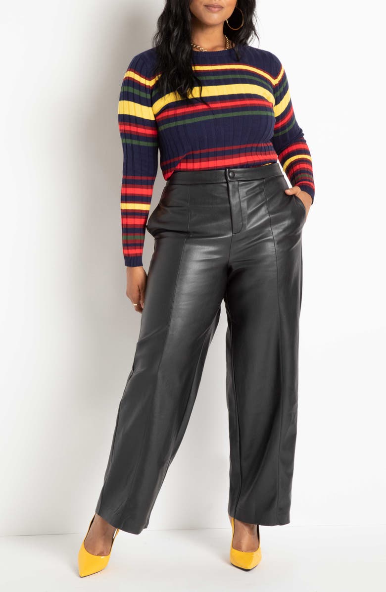 ELOQUII Wide Leg Faux Leather Pants, Alternate, color, 