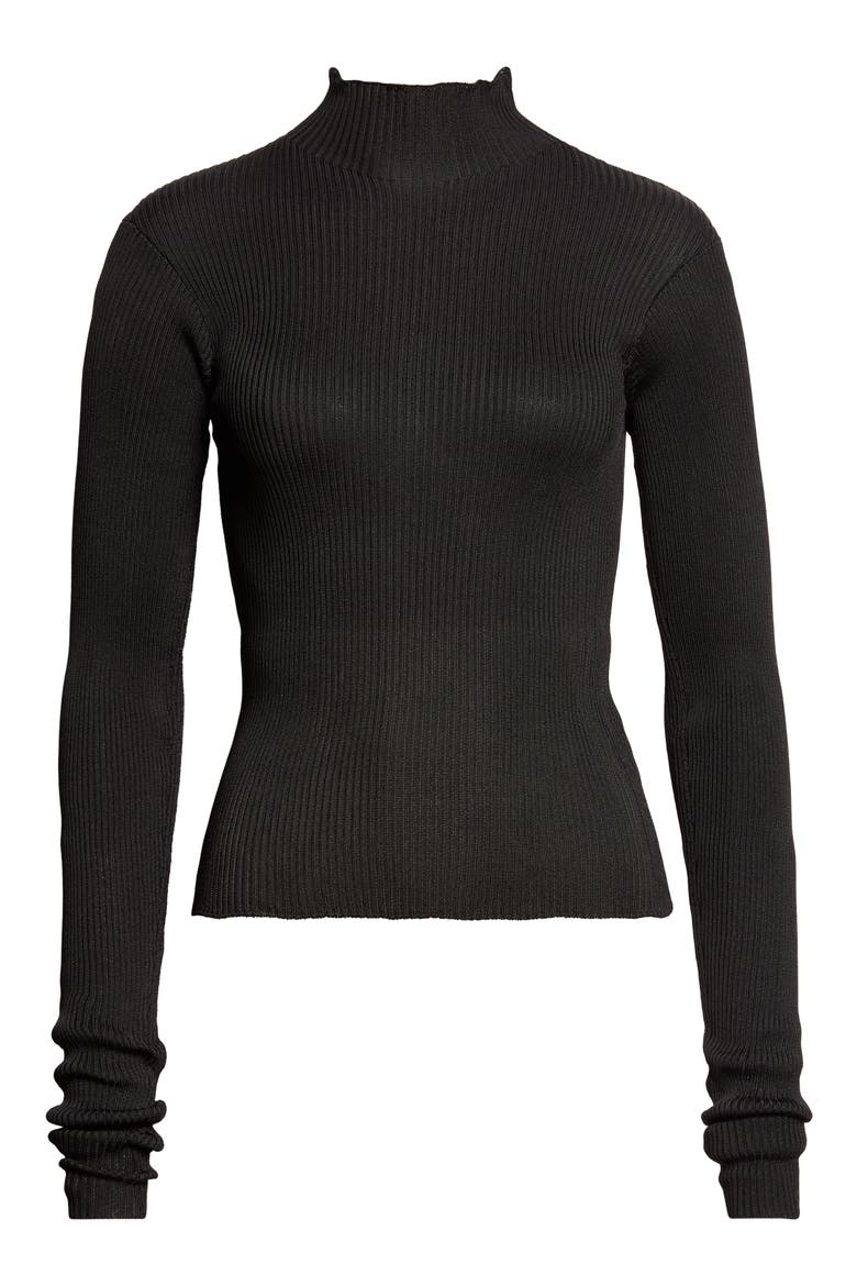 Silk Rib Turtleneck Sweater, Main, color, BLACK KNIT