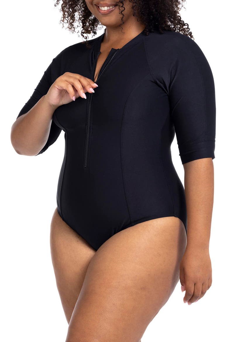 Sunsafe One-Piece Swimsuit, Alternate, color, BLACK