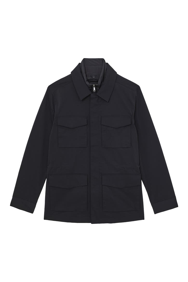 Bryson Stretch Nylon Field Jacket with Removable Quilted Bib, Alternate, color, NAVY
