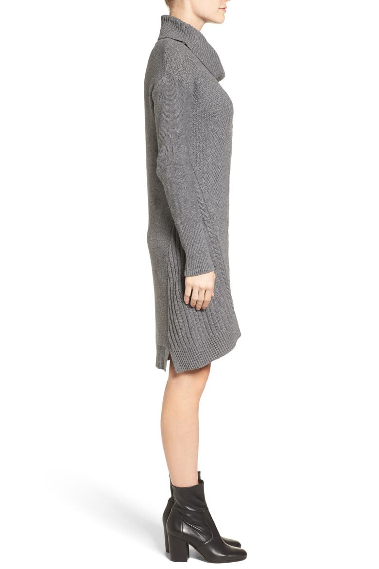 Cowl Neck Sweater Dress, Alternate, color, HEATHER DARK GREY