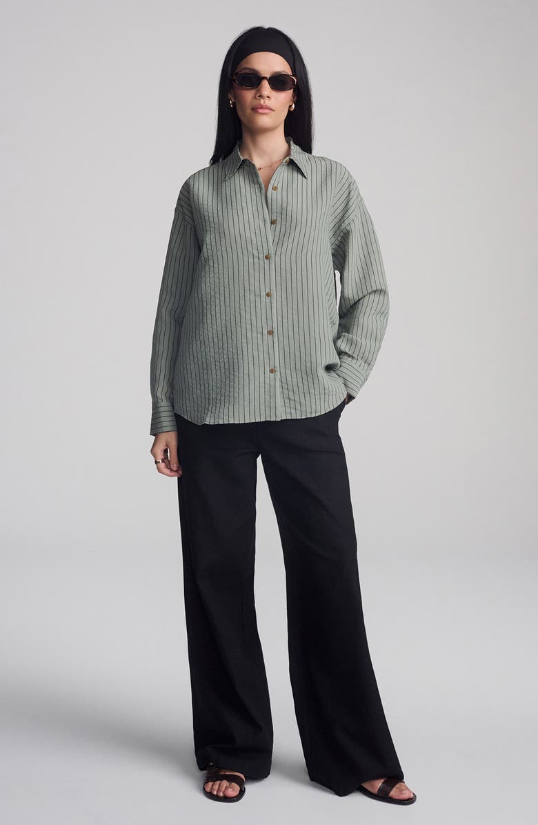 Mavi Jeans Stripe Button-Up Shirt, Alternate, color, Sea Spray Stripe