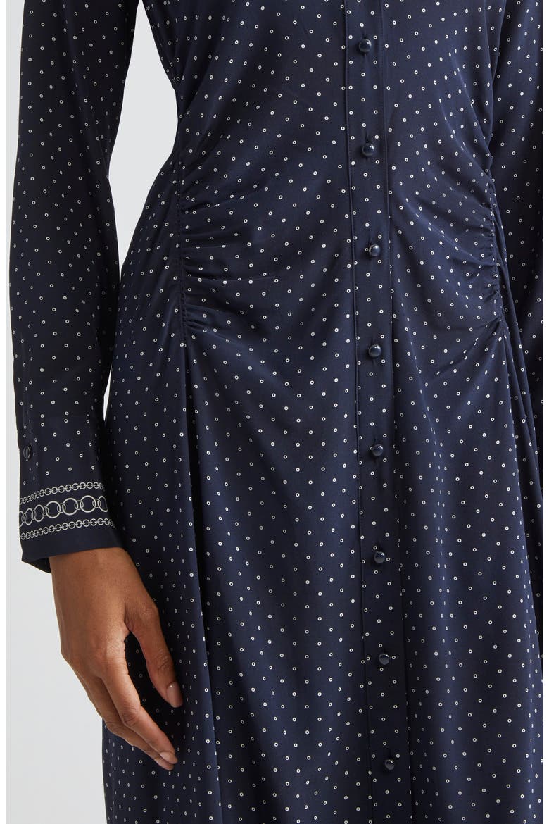 Lex Mixed Print Long Sleeve Stretch Silk Shirtdress, Alternate, color, NAVY MULTI