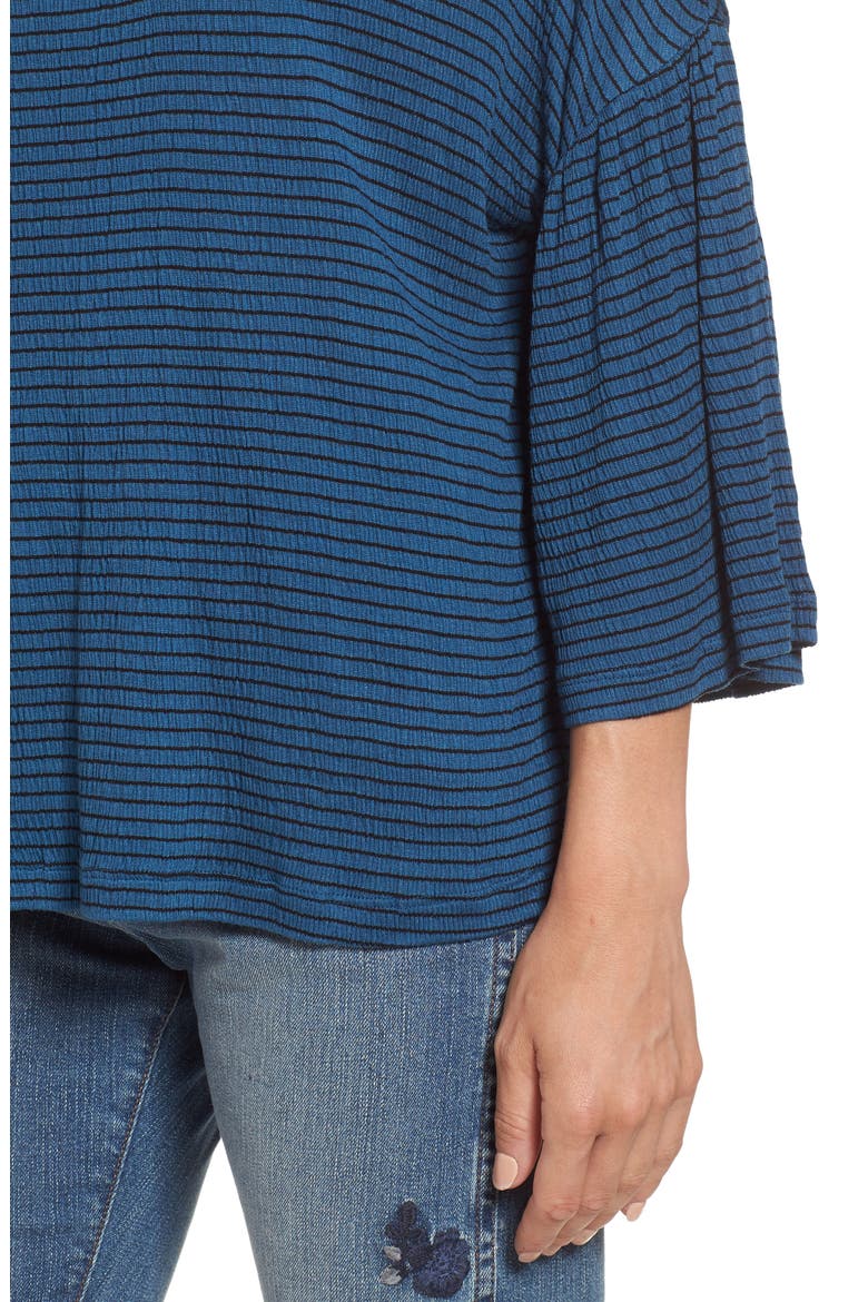 Stripe Bell Sleeve Tee, Alternate, color, BLUE DARK- BLACK BLOOM STRIPE