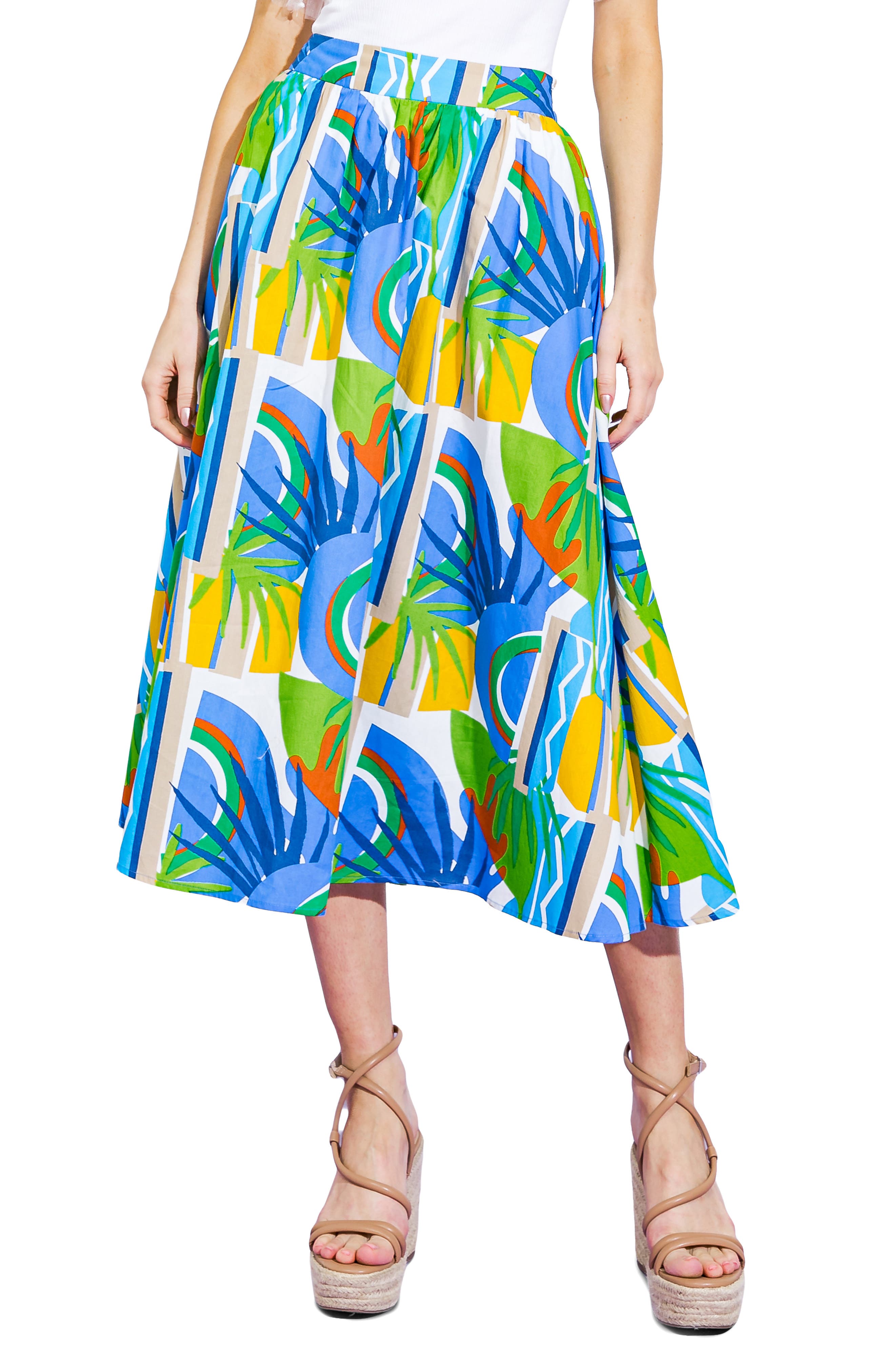Printed Cotton Midi Skirt