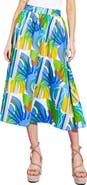 FLYING TOMATO Printed Cotton Midi Skirt