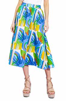 Printed Cotton Midi Skirt