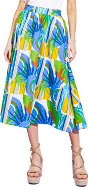 FLYING TOMATO Printed Cotton Midi Skirt