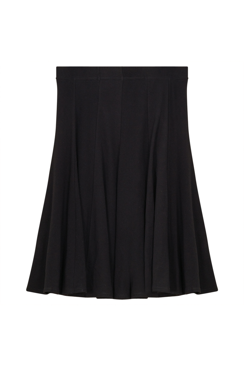 Rib Knit Elastic Waist Wide Hem Godet Skirt, Main, color, Black