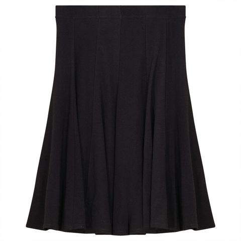 Rib Knit Elastic Waist Wide Hem Godet Skirt