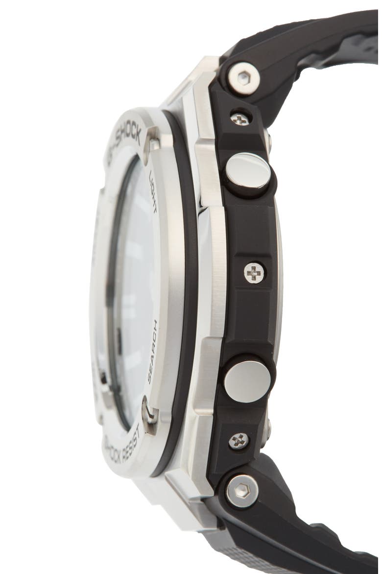'G-Steel' Ana-Digi Resin Strap Watch, 59mm x 52mm, Alternate, color, BLACK
