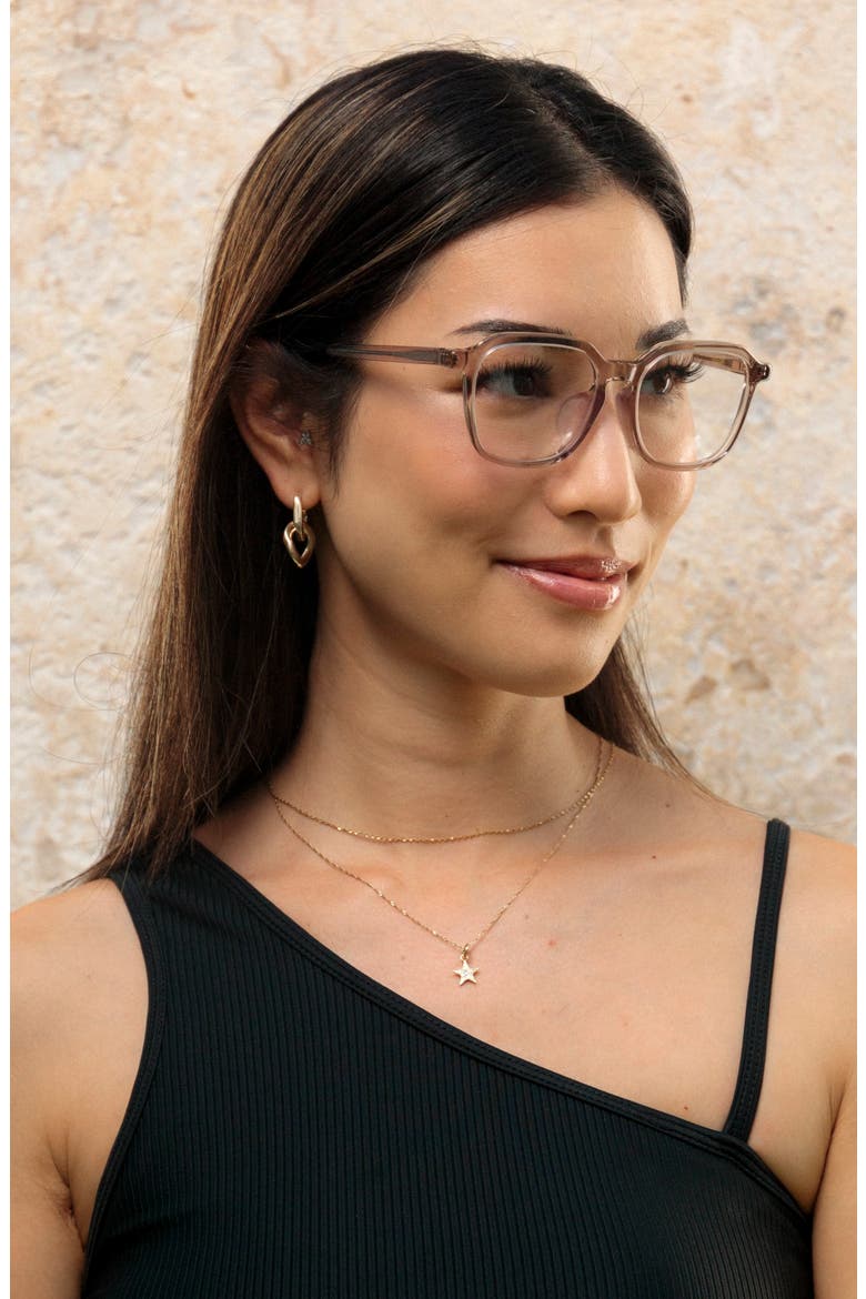 Hau Oli 53mm Low Bridge Square Optical Glasses, Alternate, color, SHELL / CLEAR LENSES