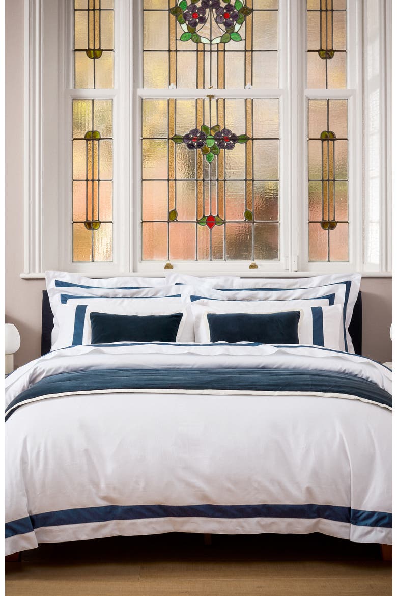 Balmoral Luxury Cotton Sateen Duvet Cover Sets, Alternate, color, Navy Blue